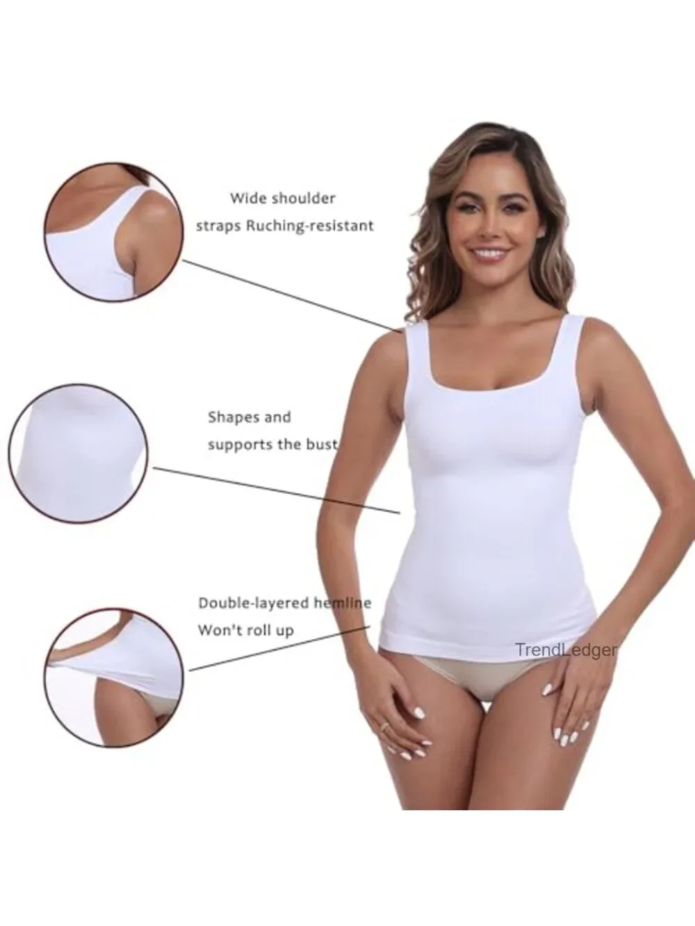 Women's Seamless Shapewear Tank Top Tummy Control Square Neck Compression